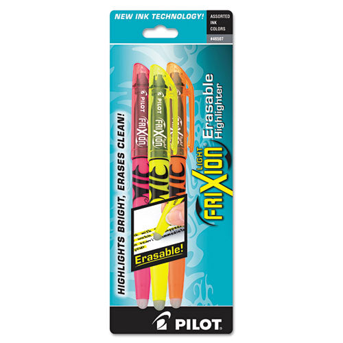 Pilot FriXion Light Erasable Highlighter, Assorted Ink Colors, Chisel Tip, Assorted Barrel Colors, 3-Pack 46507