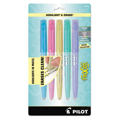 Pilot FriXion Light Pastel Collection Erasable Highlighters, Assorted Ink Colors, Chisel Tip, Assorted Barrel Colors, 5-Pack 46543