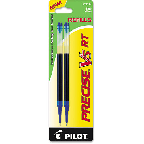 Pilot Refill for Pilot Precise V5 RT Rolling Ball, Extra-Fine Conical Tip, Blue Ink, 2-Pack 77274