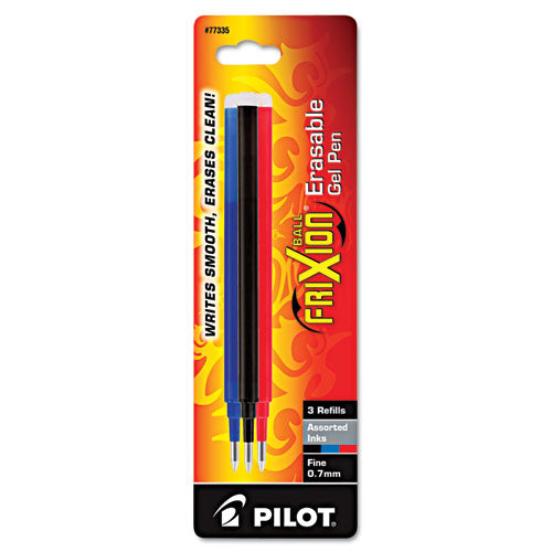 Pilot Refill for Pilot FriXion Erasable, FriXion Ball, FriXion Clicker and FriXion LX Gel Ink Pens, Fine Tip, Assorted Ink, 3-Pack 77335