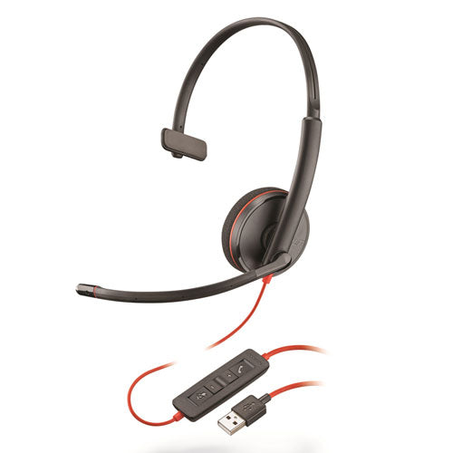 Poly Blackwire 3210, Monaural, Over The Head USB Headset 209744-101