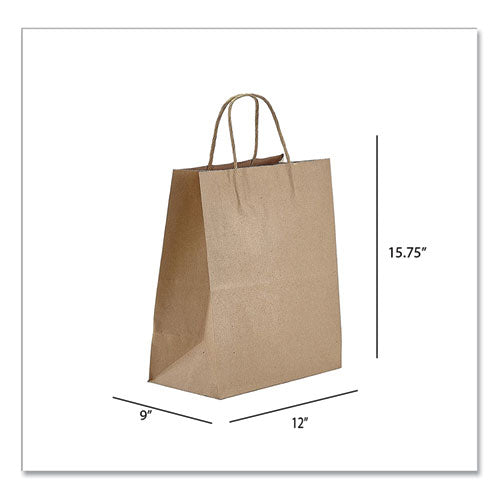Prime Time Packaging Kraft Paper Bags, Regal, 12 x 9 x 15.75, Natural, 200-Carton NK12916