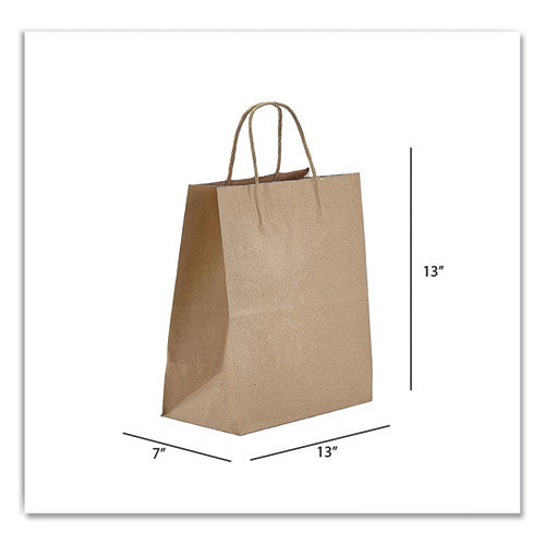 Prime Time Packaging Kraft Paper Bags, Jr. Mart, 13 x 7 x 13, Natural, 250-Carton NK13713