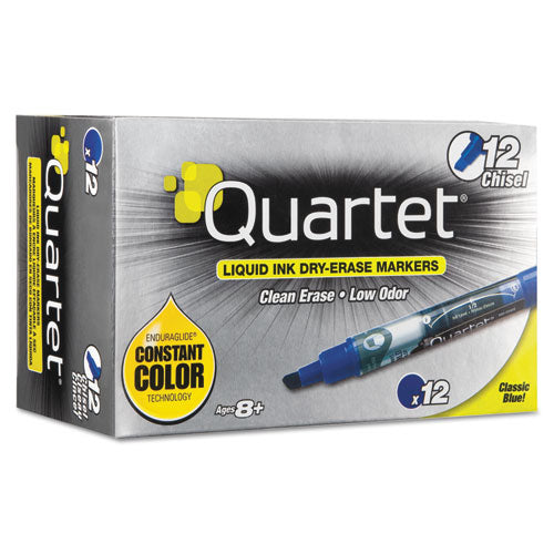 Quartet EnduraGlide Dry Erase Marker, Broad Chisel Tip, Blue, Dozen 5001-3MA
