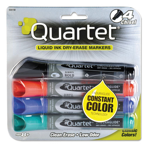 Quartet EnduraGlide Dry Erase Marker, Broad Chisel Tip, Assorted Colors, 4-Set 5001MA