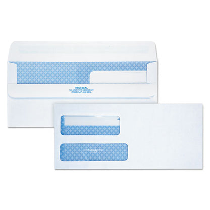 Quality Park Double Window Redi-Seal Security-Tinted Envelope, #9, Commercial Flap, Redi-Seal Closure, 3.88 x 8.88, White, 250-Carton QUA24519