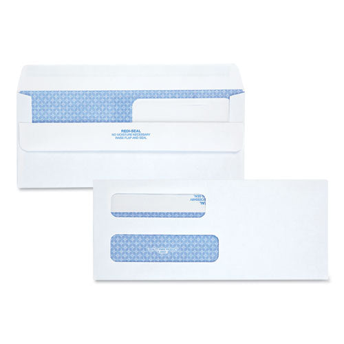 Quality Park Double Window Redi-Seal Security-Tinted Envelope, #8 5-8, Commercial Flap, Redi-Seal Closure, 3.63 x 8.63, White, 250-Carton QUA24531