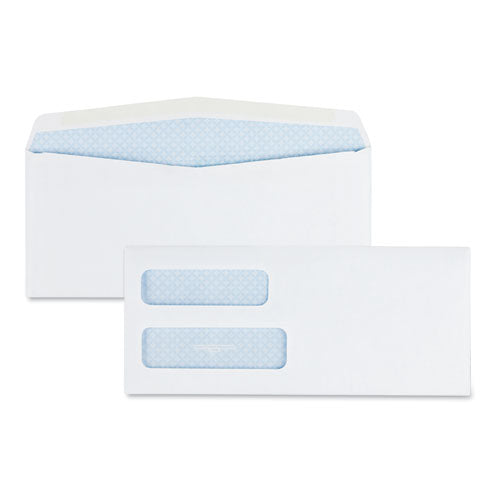 Quality Park Double Window Security-Tinted Check Envelope, #10, Commercial Flap, Gummed Closure, 4.13 x 9.5, White, 500-Box QUA24550