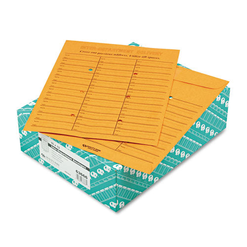 Quality Park Brown Kraft Redi-Tac Box-Style Interoffice Envelope, #97, Two-Sided Three-Column Format, 10 x 13, Brown Kraft, 100-Box QUA63666