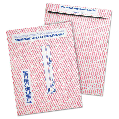 Quality Park Gray-Red Paper Gummed Flap Personal and Confidential Interoffice Envelope, #97, 10 x 13, Gray-Red, 100-Box QUA63778