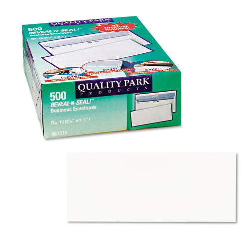 Quality Park Reveal-N-Seal Envelope, #10, Commercial Flap, Self-Adhesive Closure, 4.13 x 9.5, White, 500-Box QUA67218