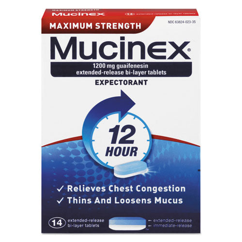 Mucinex Maximum Strength Expectorant, 14 Tablets-Box 63824-02314