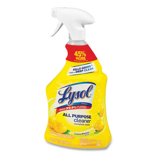 Lysol Ready-to-Use All-Purpose Cleaner, Lemon Breeze, 32 oz Spray Bottle, 12-Carton 19200-75352