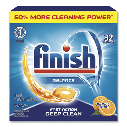 Finish Dish Detergent Gelpacs, Orange Scent, 32-Box 51700-81053