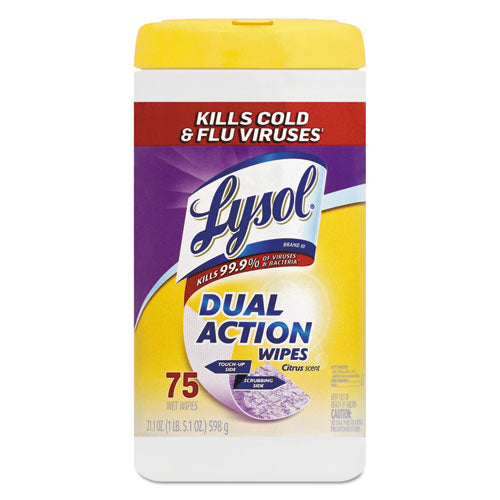 Lysol Dual Action Disinfecting Wipes Citrus Scent 75 Wipes (6 Pack) 19200-81700