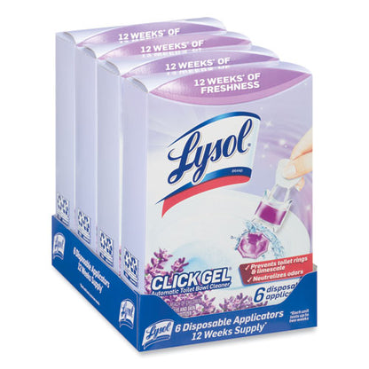 Lysol Click Gel Automatic Toilet Bowl Cleaner, Lavender Fields, 6-Box, 4 Boxes-Carton 19200-89060