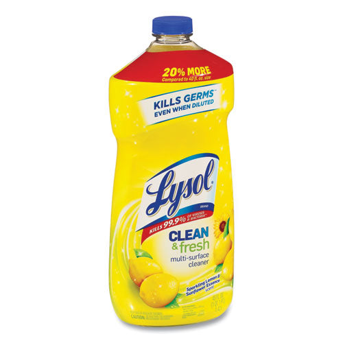 Lysol Clean and Fresh Multi-Surface Cleaner, Sparkling Lemon and Sunflower Essence, 48 oz Bottle, 9-Carton 19200-89962