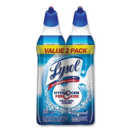 Lysol Toilet Bowl Cleaner with Hydrogen Peroxide, Ocean Fresh, 24 oz Angle Neck Bottle, 2-Pack, 4 Packs-Carton 19200-96084