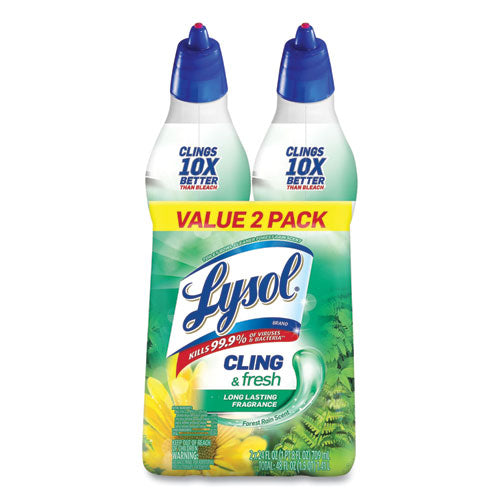 Lysol Clean and Fresh Toilet Bowl Cleaner Cling Gel, Forest Rain Scent, 24 oz, 2-Pack, 4 Packs-Carton 19200-98015