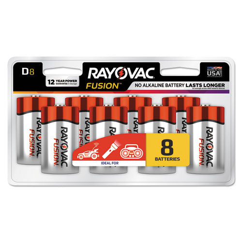 Rayovac Fusion Advanced Alkaline D Batteries, 8-Pack 8138LTFUSK