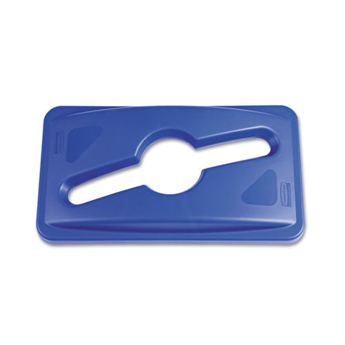 Rubbermaid Commercial Slim Jim Single Stream Recycling Top for Slim Jim Containers, 12.1w x 21d x 2.75h, Blue 1788372