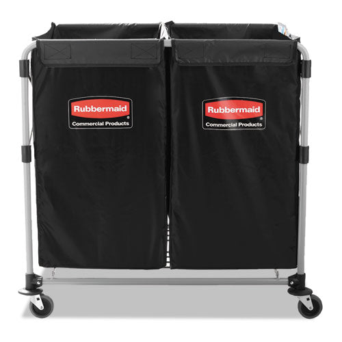 Rubbermaid Commercial Collapsible X-Cart, Steel, 2 to 4 Bushel Cart, 24.1w x 35.7d x 34h, Black-Silver 1881781