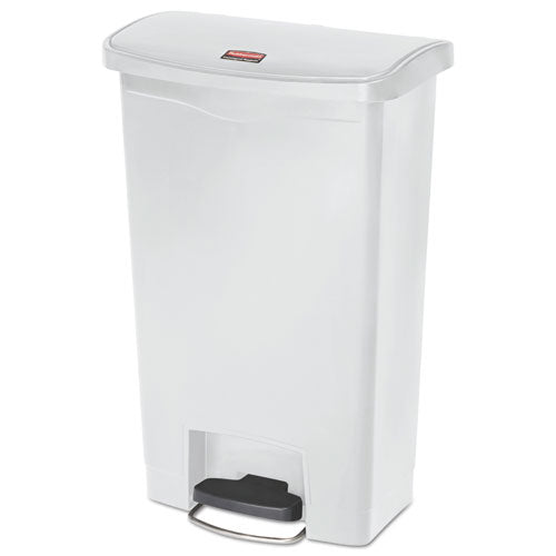 Rubbermaid Commercial Slim Jim Resin Step-On Container, Front Step Style, 13 gal, White 1883557