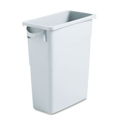Rubbermaid Commercial Slim Jim Waste Container with Handles, Rectangular, Plastic, 15.9 gal, Light Gray 1971258