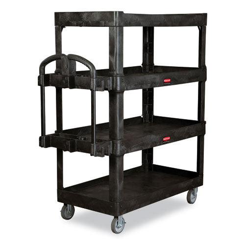 Rubbermaid Commercial 4-Shelf Heavy-Duty Ergo Utility Cart, 700 lb Capacity, 24.35 x 54.1 x 62.4, Black 2128657