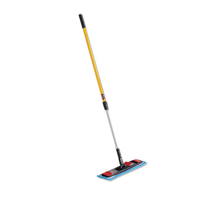 Rubbermaid Commercial Adaptable Flat Mop Kit, 19.5 x 5.5 Blue Microfiber Head, 48" to 72" Yellow Aluminum Handle 2132426