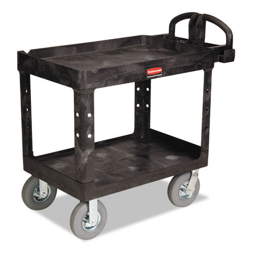 Rubbermaid Commercial Heavy-Duty Utility Cart, Two-Shelf, 25.88w x 45.25d x 37.13h, Black FG452010BLA