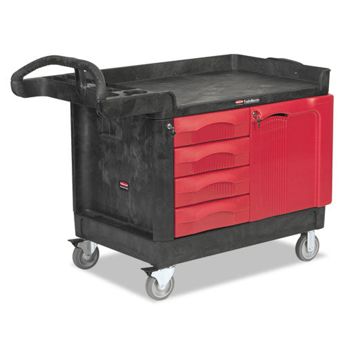 Rubbermaid Commercial TradeMaster Cart, 750-lb Capacity, One-Shelf, 26.25w x 49d x 38h, Black FG453388BLA