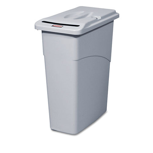 Rubbermaid Commercial Slim Jim Confidential Document Receptacle with Lid, Rectangle, 23 gal, Light Gray FG9W1500LGRAY
