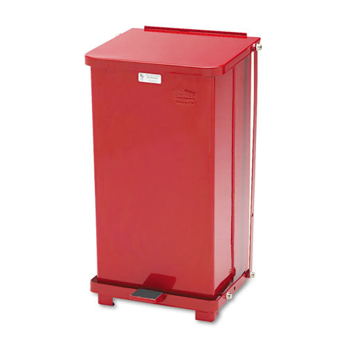Rubbermaid Commercial Defenders Biohazard Step Can, Square, Steel, 6.5 gal, Red FGST12EPLRD