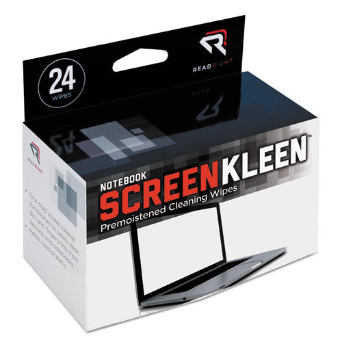 Read Right Notebook ScreenKleen Pads, Cloth, 7 x 5, White, 24-Box RR1217