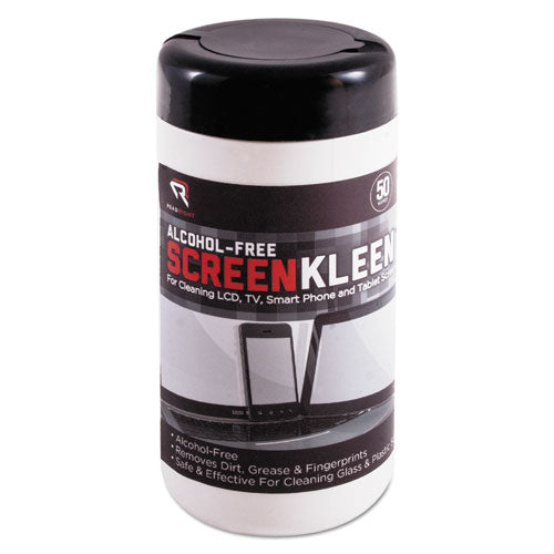 Read Right ScreenKleen Monitor Screen Wet Wipes, Cloth, 5 1-4 x 5 3-4, 50-Tub RR1491