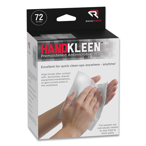 Read Right Handkleen Premoistened Antibacterial Wipes Foil Packet 72 Wipes RR15112