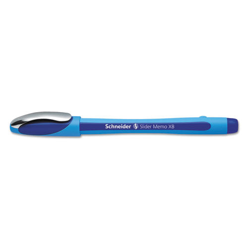 Schneider Slider Memo XB Ballpoint Pen, Stick, Extra-Bold 1.4 mm, Blue Ink, Blue-Light Blue Barrel, 10-Box 150203
