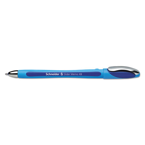 Schneider Slider Memo XB Ballpoint Pen, Stick, Extra-Bold 1.4 mm, Blue Ink, Blue-Light Blue Barrel, 10-Box 150203