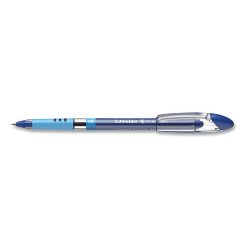 Schneider Slider Ballpoint Pen, Stick, Medium 0.8 mm, Blue Ink, Blue-Silver Barrel, 10-Box 151103