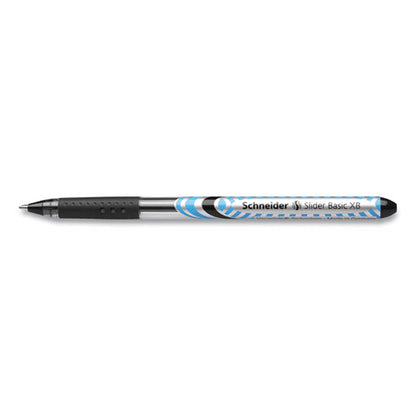 Schneider Slider Ballpoint Pen, Stick, Extra-Bold 1.4 mm, Black Ink, Black-Silver Barrel, 10-Box 151201