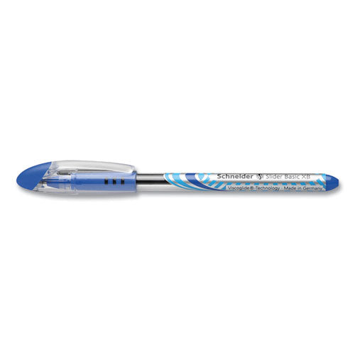 Schneider Slider Ballpoint Pen, Stick, Extra-Bold 1.4 mm, Blue Ink, Blue-Silver Barrel, 10-Box 151203