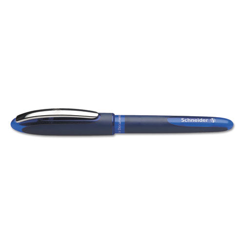 Schneider One Business Roller Ball Pen, Stick, Fine 0.6 mm, Blue Ink, Blue Barrel, 10-Box 183003