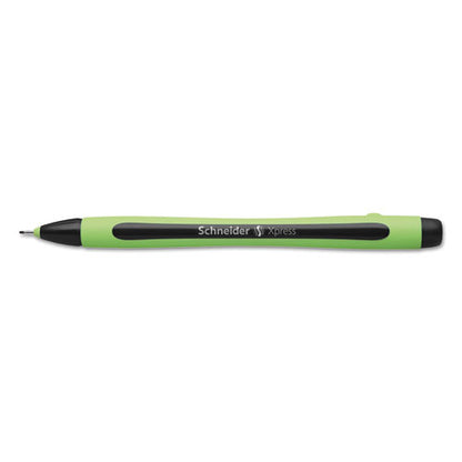 Schneider Xpress Fineliner Porous Point Pen, Stick, Medium 0.8 mm, Black Ink, Black-Green Barrel, 10-Box 190001