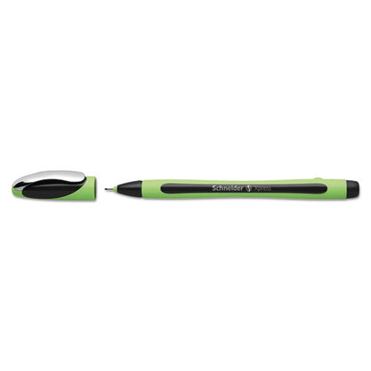 Schneider Xpress Fineliner Porous Point Pen, Stick, Medium 0.8 mm, Black Ink, Black-Green Barrel, 10-Box 190001