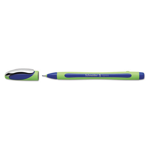 Schneider Xpress Fineliner Porous Point Pen, Stick, Medium 0.8 mm, Blue Ink, Blue-Green Barrel, 10-Box 190003