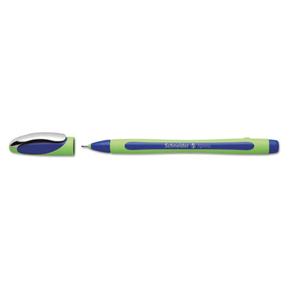 Schneider Xpress Fineliner Porous Point Pen, Stick, Medium 0.8 mm, Blue Ink, Blue-Green Barrel, 10-Box 190003