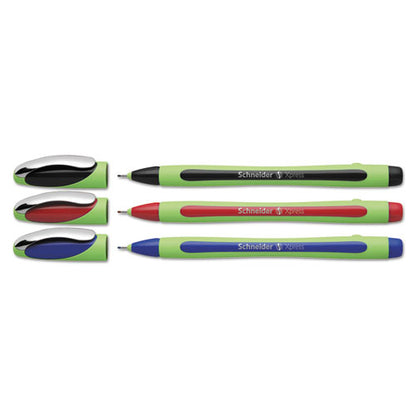 Schneider Xpress Fineliner Porous Point Pen, Stick, Medium 0.8 mm, Assorted Ink Colors, Green Barrel, 3-Pack 190093