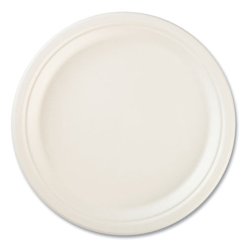 Hefty ECOSAVE Tableware, Plate, Bagasse,  6.75" dia, White, 30-Pack RFP D77300PK
