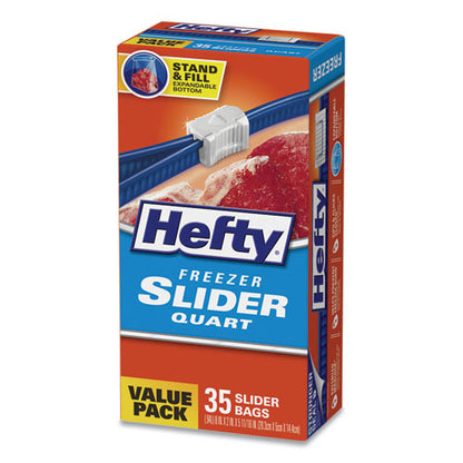 Hefty Slider Bags, 1 qt, 2.5 mil, 7" x 8", Clear, 35-Box R82235
